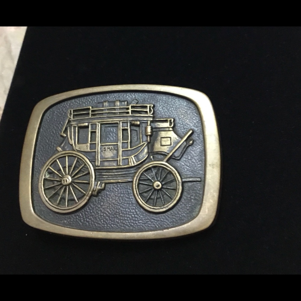 👕 Vintage  Brass BTS Mail Wagon Belt Buckle - Picture 1 of 5
